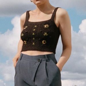 ZARA floral knit top